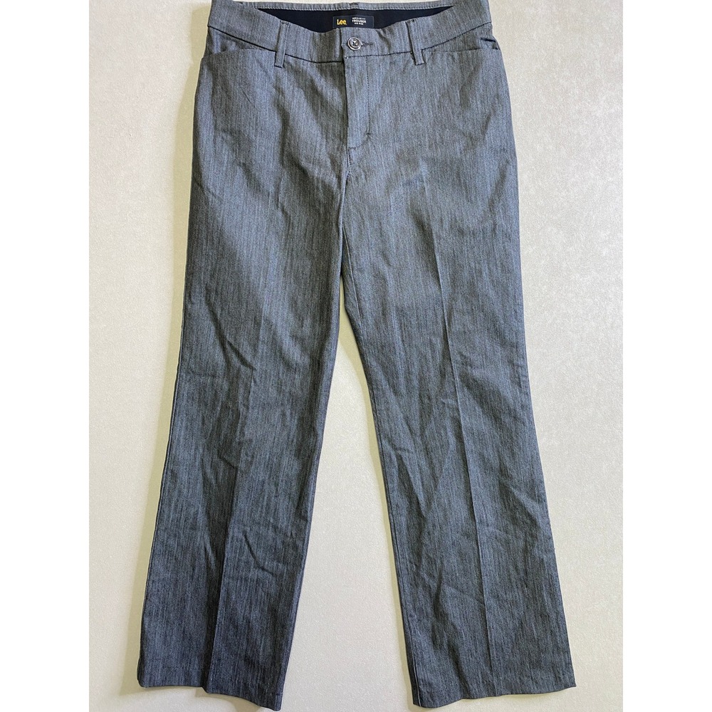Lee Regular Fit Trouser Mid Rise Flex Motion Gray Straight Leg Pants Womens 6M